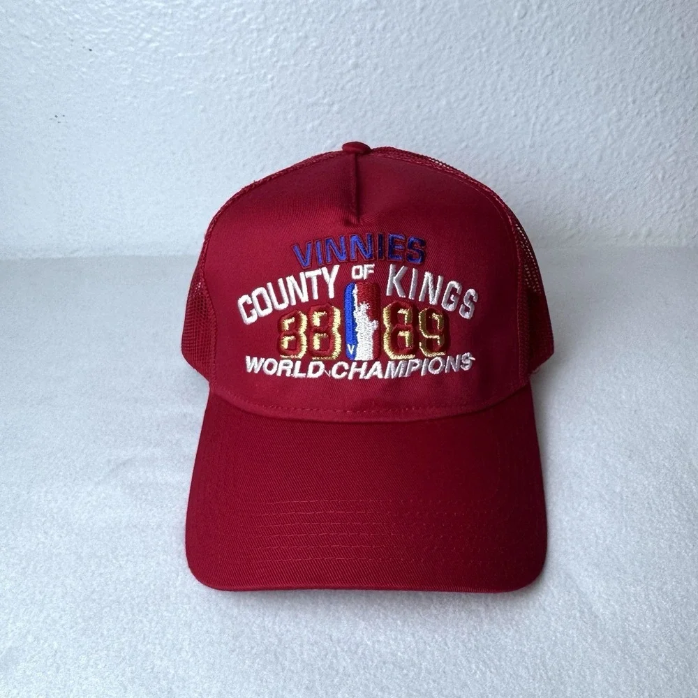 Vinnies County of Kings 88 89 World Champions Trucker Cap SnapBack Hat Red